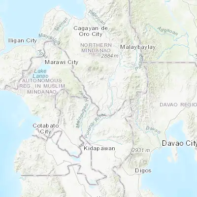 Map showing location of Kadingilan (7.601110, 124.908610)