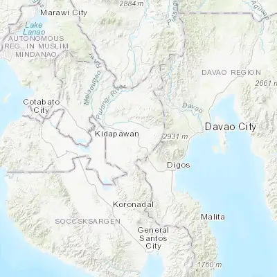 Map showing location of Kidapawan (7.008330, 125.089440)