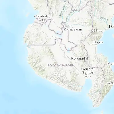 Map showing location of Kolumbug (6.523890, 124.608330)