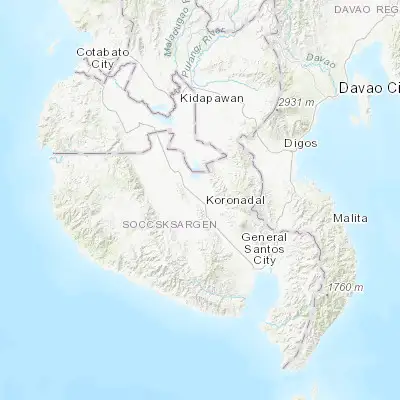 Map showing location of Koronadal (6.503060, 124.846940)