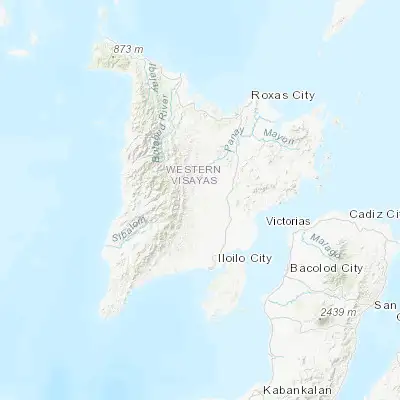 Map showing location of Lambunao (11.055630, 122.475900)