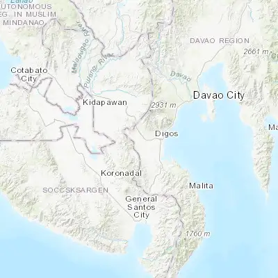 Map showing location of Magsaysay (6.766670, 125.183330)