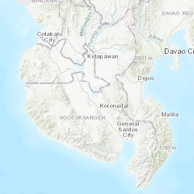 Map showing location of Maindang (6.589780, 124.847320)