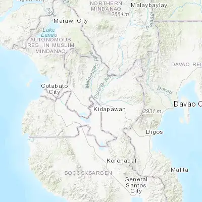 Map showing location of Malapag (7.133330, 124.816670)
