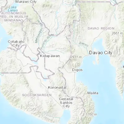 Map showing location of Malasila (6.943890, 125.129440)