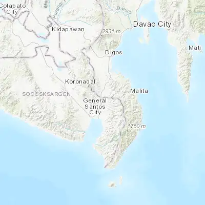 Map showing location of Maluñgun (6.279170, 125.281670)