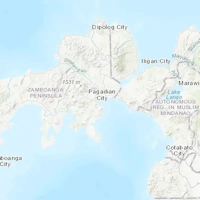 Map showing location of Pagadian (7.825700, 123.437000)