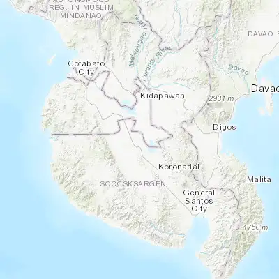 Map showing location of President Quirino (6.703890, 124.737220)