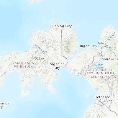 Map showing location of Ramon Magsaysay (8.001940, 123.509440)