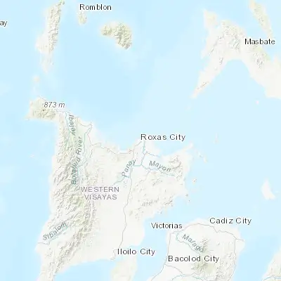 Map showing location of Roxas City (11.585280, 122.751110)