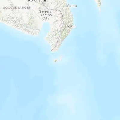 Map showing location of Sarangani (5.403330, 125.463610)