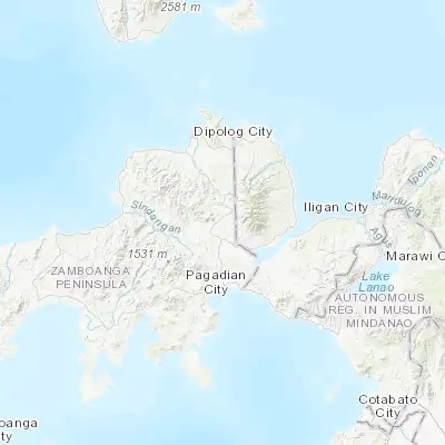 Map showing location of Sergio Osmeña Sr (8.166670, 123.500000)