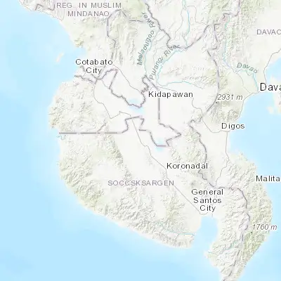 Map showing location of Tacurong (6.692500, 124.676390)