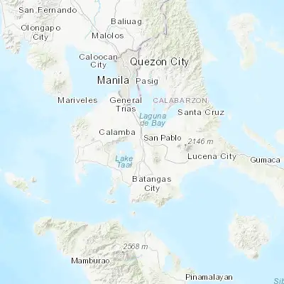 Map showing location of Tanauan (14.086270, 121.149750)