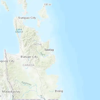 Map showing location of Tandag (9.078330, 126.198610)