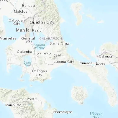 Map showing location of Tayabas (14.025900, 121.592900)