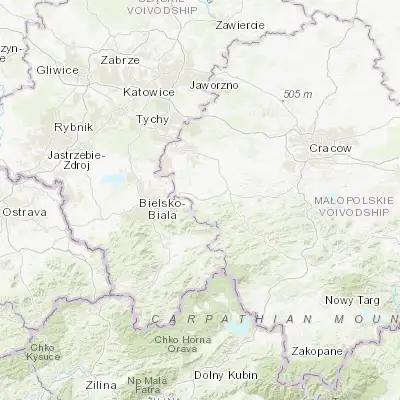 Map showing location of Andrychów (49.854970, 19.338340)