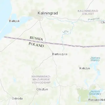 Map showing location of Bartoszyce (54.253540, 20.808190)