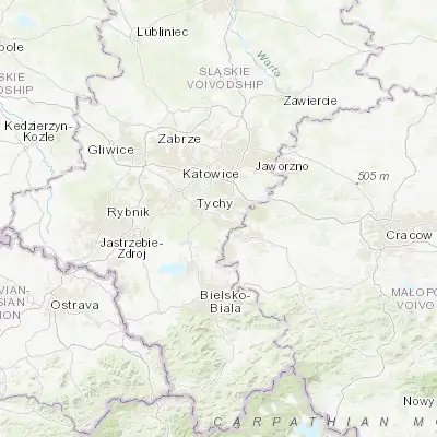 Map showing location of Bieruń (50.090000, 19.092910)
