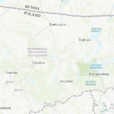 Map showing location of Biskupiec (53.864670, 20.956920)