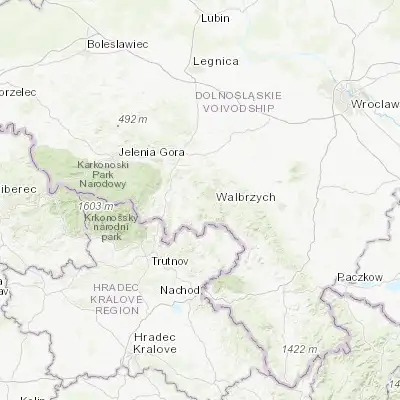 Map showing location of Boguszów-Gorce (50.755140, 16.204940)