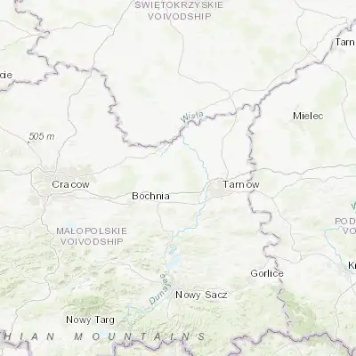 Map showing location of Borzęcin (50.065400, 20.711030)