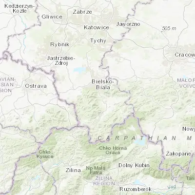 Map showing location of Buczkowice (49.728580, 19.069080)