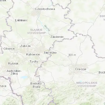 Map showing location of Bukowno (50.264740, 19.459620)