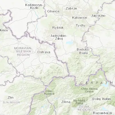 Map showing location of Cieszyn (49.751330, 18.632130)