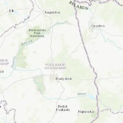 Map showing location of Czarna Białostocka (53.305090, 23.281460)