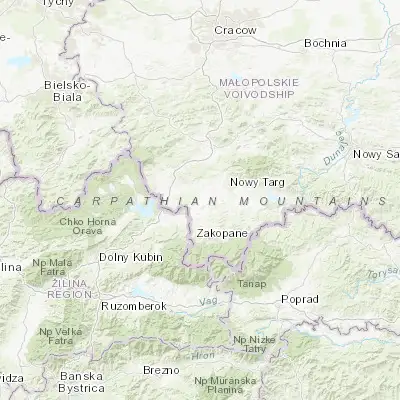 Map showing location of Czarny Dunajec (49.436630, 19.851610)