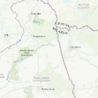 Map showing location of Dąbrowa Białostocka (53.653640, 23.347920)