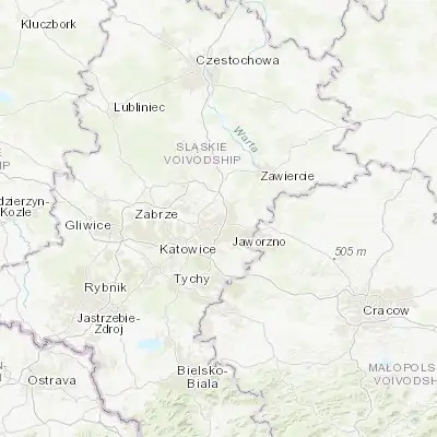 Map showing location of Dąbrowa Górnicza (50.333940, 19.204790)