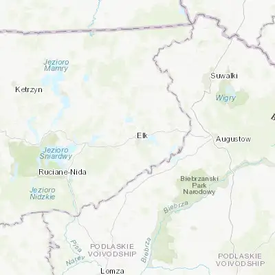 Map showing location of Ełk (53.828240, 22.364690)