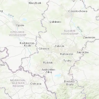 Map showing location of Gliwice (50.297610, 18.676580)
