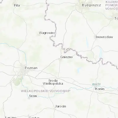 Map showing location of Gniezno (52.534810, 17.582590)