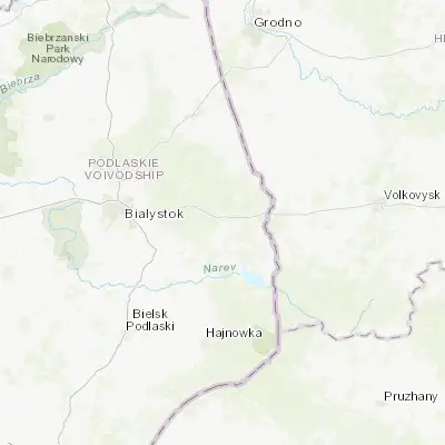 Map showing location of Grudki (53.094880, 23.668480)