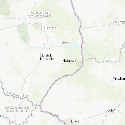 Map showing location of Hajnówka (52.743280, 23.581220)