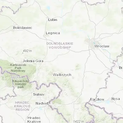 Map showing location of Jaworzyna Śląska (50.913400, 16.432410)