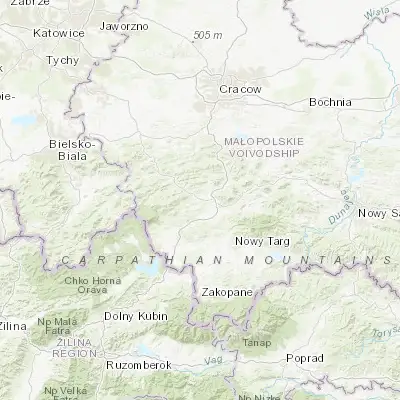 Map showing location of Jordanów (49.649350, 19.829810)