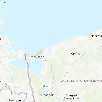 Map showing location of Kamień Pomorski (53.968490, 14.772620)