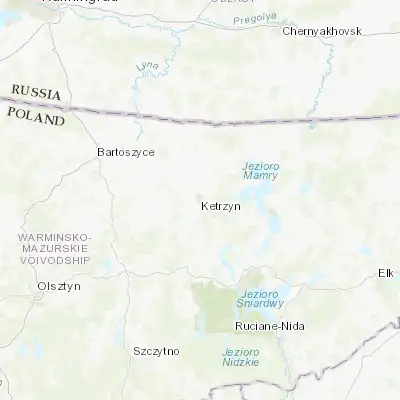 Map showing location of Kętrzyn (54.076760, 21.375270)