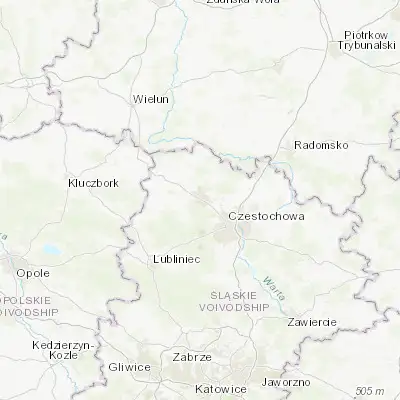 Map showing location of Kłobuck (50.900810, 18.936740)