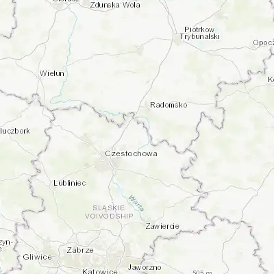 Map showing location of Kłomnice (50.921650, 19.356790)