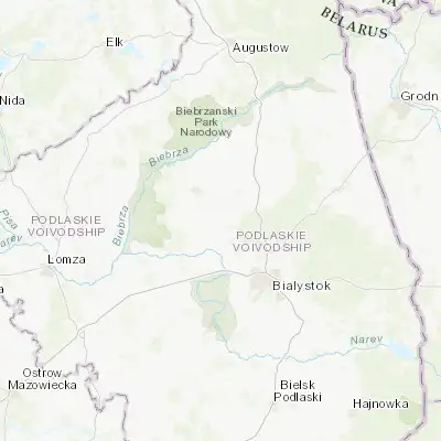 Map showing location of Knyszyn (53.314060, 22.919630)