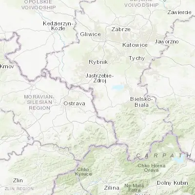 Map showing location of Kończyce Małe (49.858240, 18.629640)