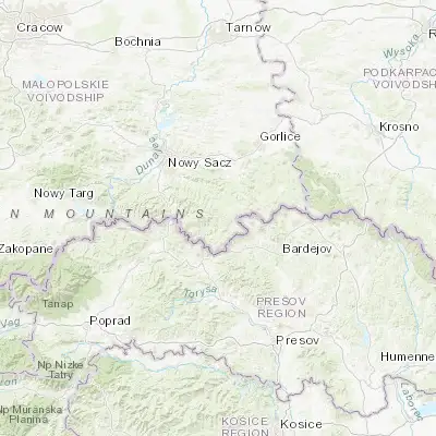 Map showing location of Krynica-Zdrój (49.422250, 20.959420)