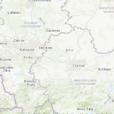 Map showing location of Krzeszowice (50.142480, 19.632230)