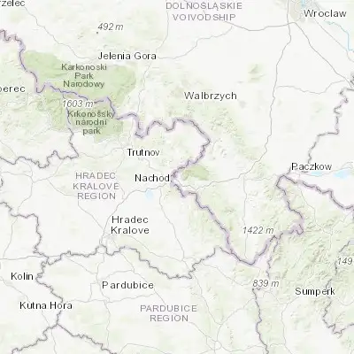 Map showing location of Kudowa-Zdrój (50.442970, 16.243970)