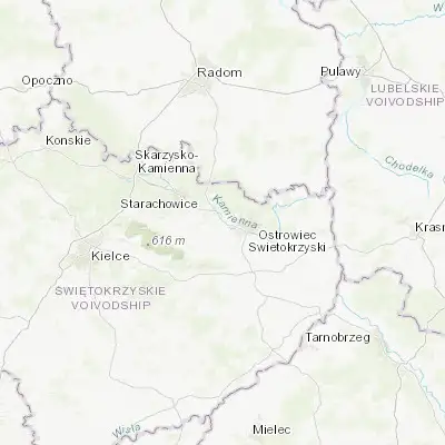 Map showing location of Kunów (50.961560, 21.280580)